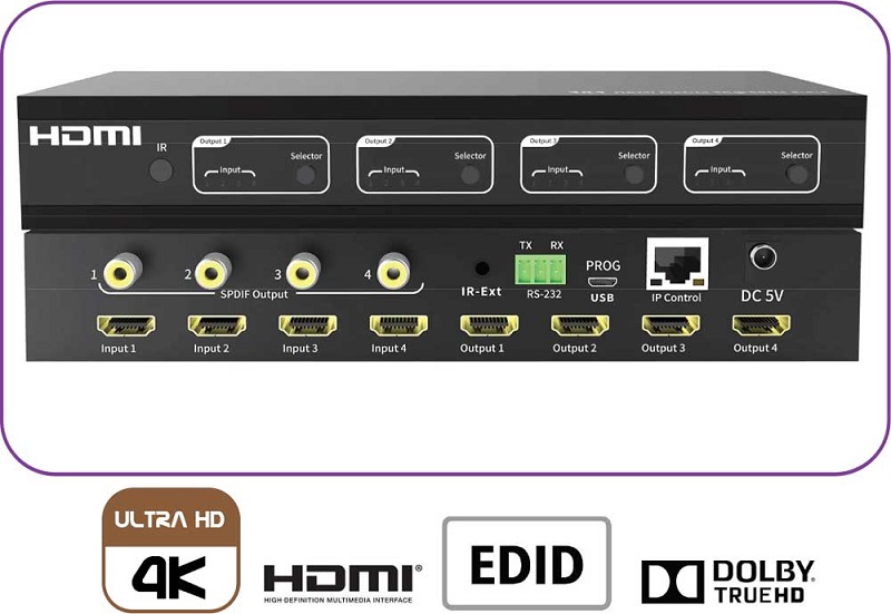 ANGUSTOS KVM0404K6P - 4K HDMI Matrix Switch 4 x 4