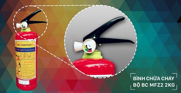 Bình chữa cháy bột BC 2kg MFZ2 chi tiết phần van