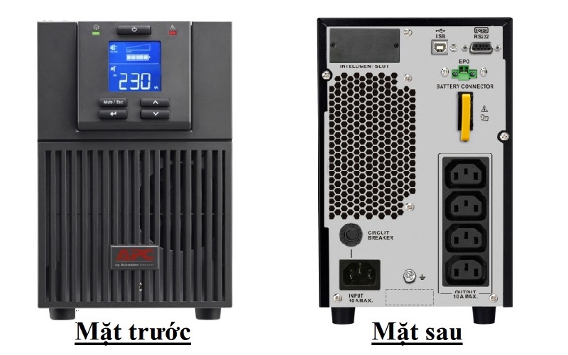 Hai mặt trước sau của UPS APC Easy True Online SRV2KI-E