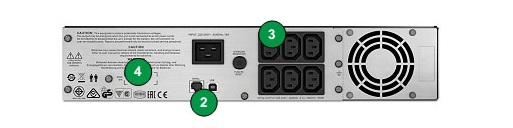 Mặt sau của UPS APC SMC3000RMI2U 2100VA