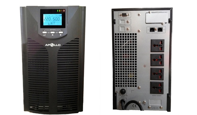 Hai mặt trước, sau của bộ lưu điện APOLLO AP901PH 1000VA/900W