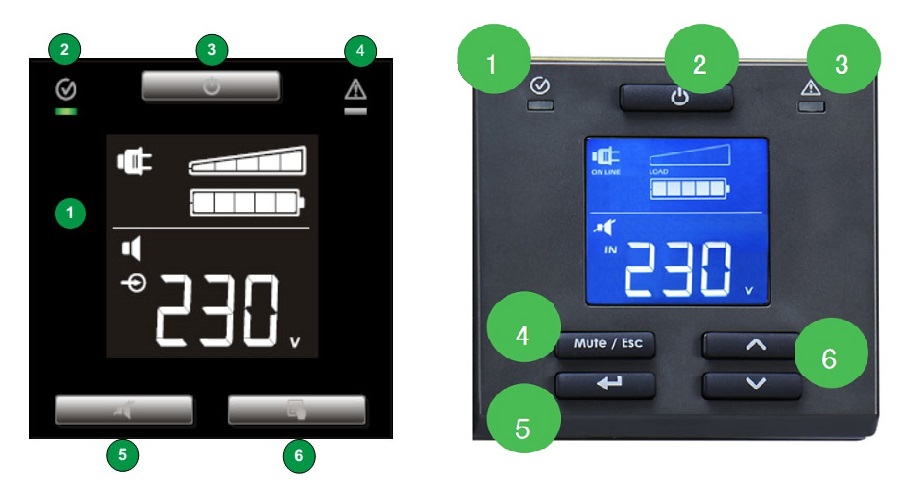 UPS APC 2 kva sử dụng màn hình LCD/LED với giao diện trực quan
