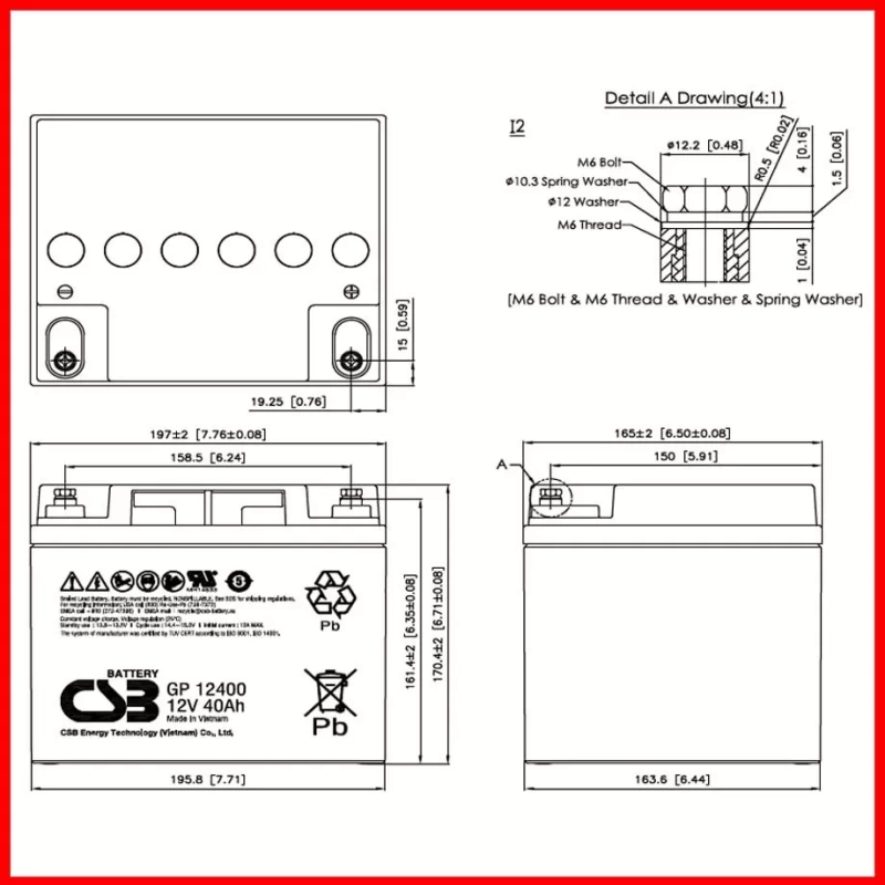 Ắc quy CSB GP12400 12V-40Ah