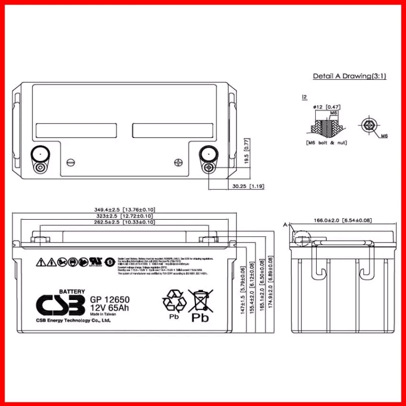 Ắc quy CSB GP12650 12V-65Ah