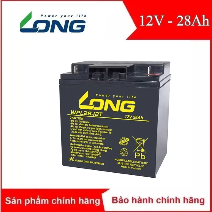 Ắc quy kín khí Long 12V-28Ah (WPL28-12T)