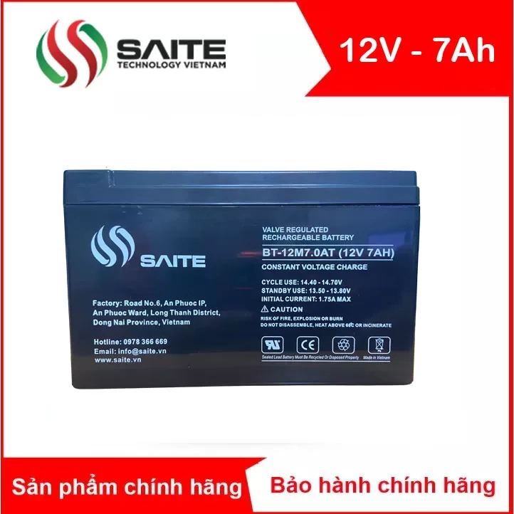 Bình ắc quy kín khí SAITE 12V-7Ah (BT-12M7.0AT)
