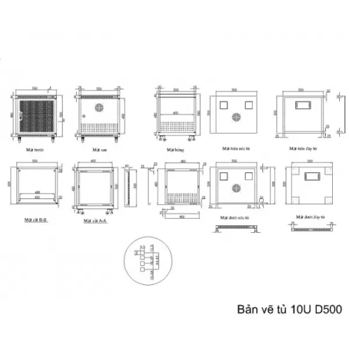 Tủ rack 10U UNR N10U-D500 cửa mika