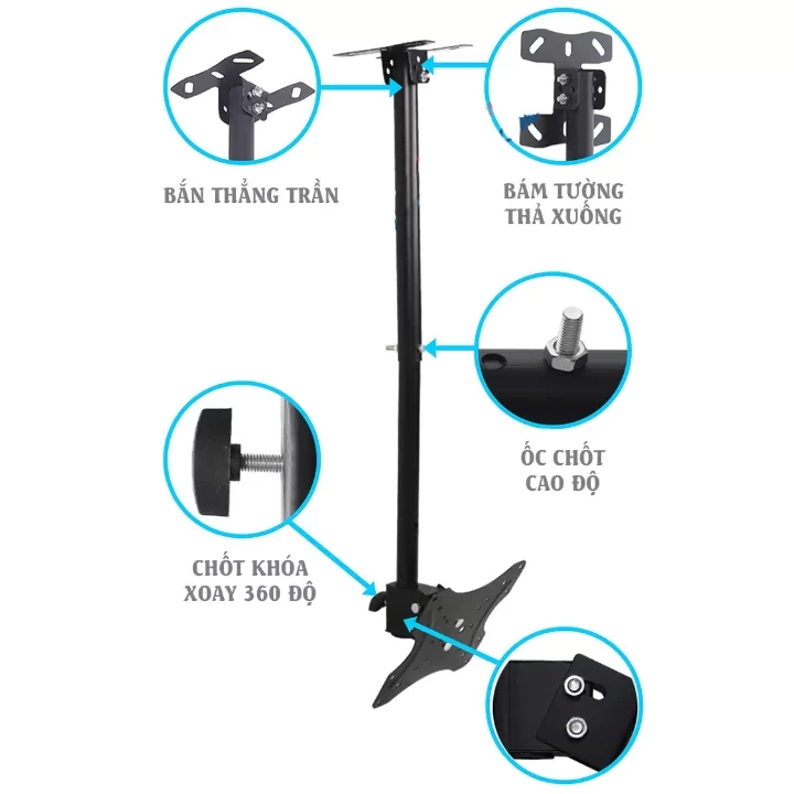Giá treo tivi thả trần xoay 360 độ E525 32 - 43 inch