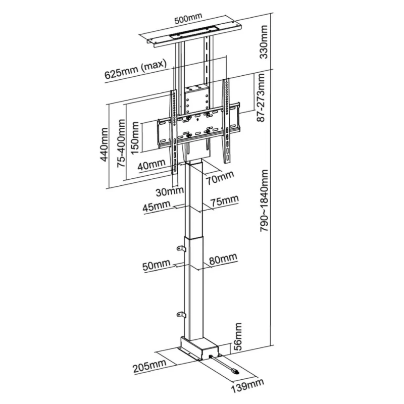 Khung treo tivi nâng hạ bằng động cơ Brateck LP66E-46ML 37 - 80 inch