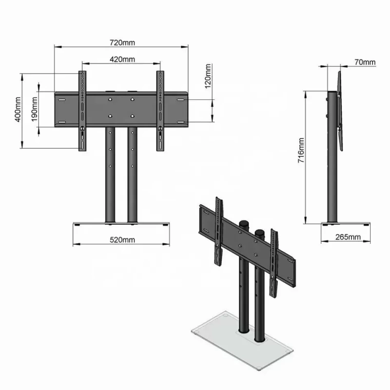 Chân Đế Tivi Đa Năng E607 - Mặt Kính Cường Lực cho tivi từ 40-65 inch